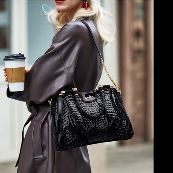BEBE NATALIE MICRO CROCO  SHOPPER CROSSBODY BAG - Picture 1 of 15